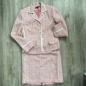 Dalia Suit Coat w/ Skirt Pink Plaid Szs 6 and 8